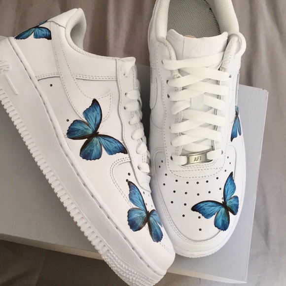 SOLD OUT - Blue Butterfly Air Force Ones - Picture 2 of 5